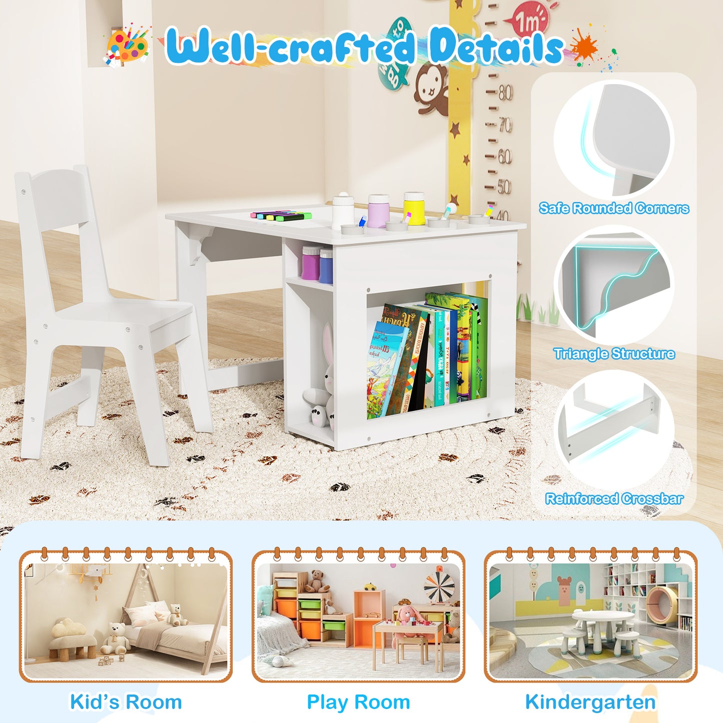 Kids Art Table And Chair Set, White