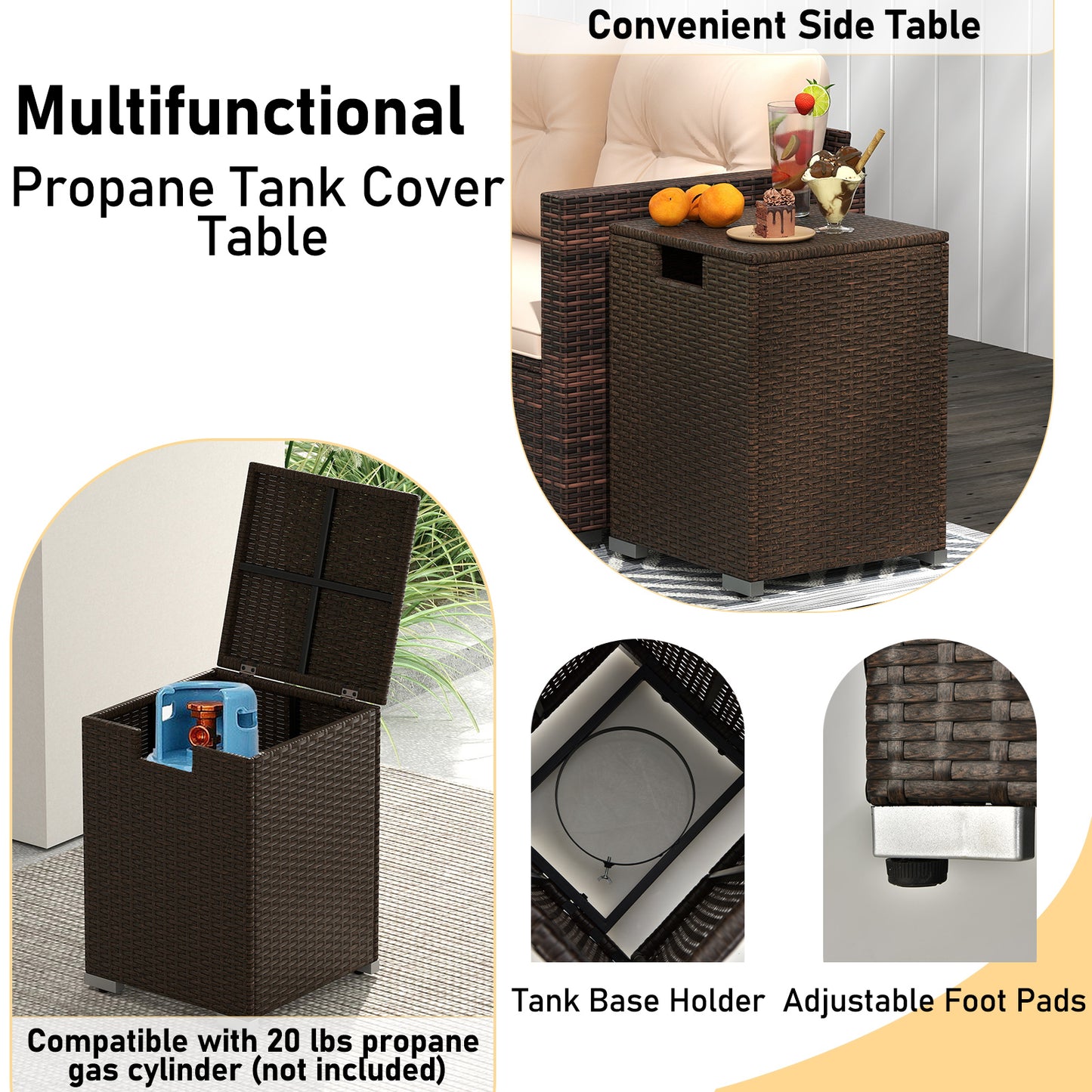 4 Piece Outdoor Furniture Set, 32 Inch Fire Pit Table With Propane Tank Cover Patio Conversation Sets at Gallery Canada