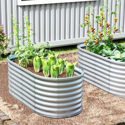5 x 3 x 2 Feet Metal Oval Raised Garden Bed, Gray Raised Garden Beds Gray at Gallery Canada