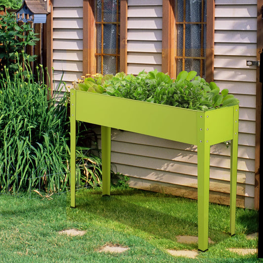 Metal Raised Garden Bed With Legs, 40 x 11 x 31.5 Inches, Green