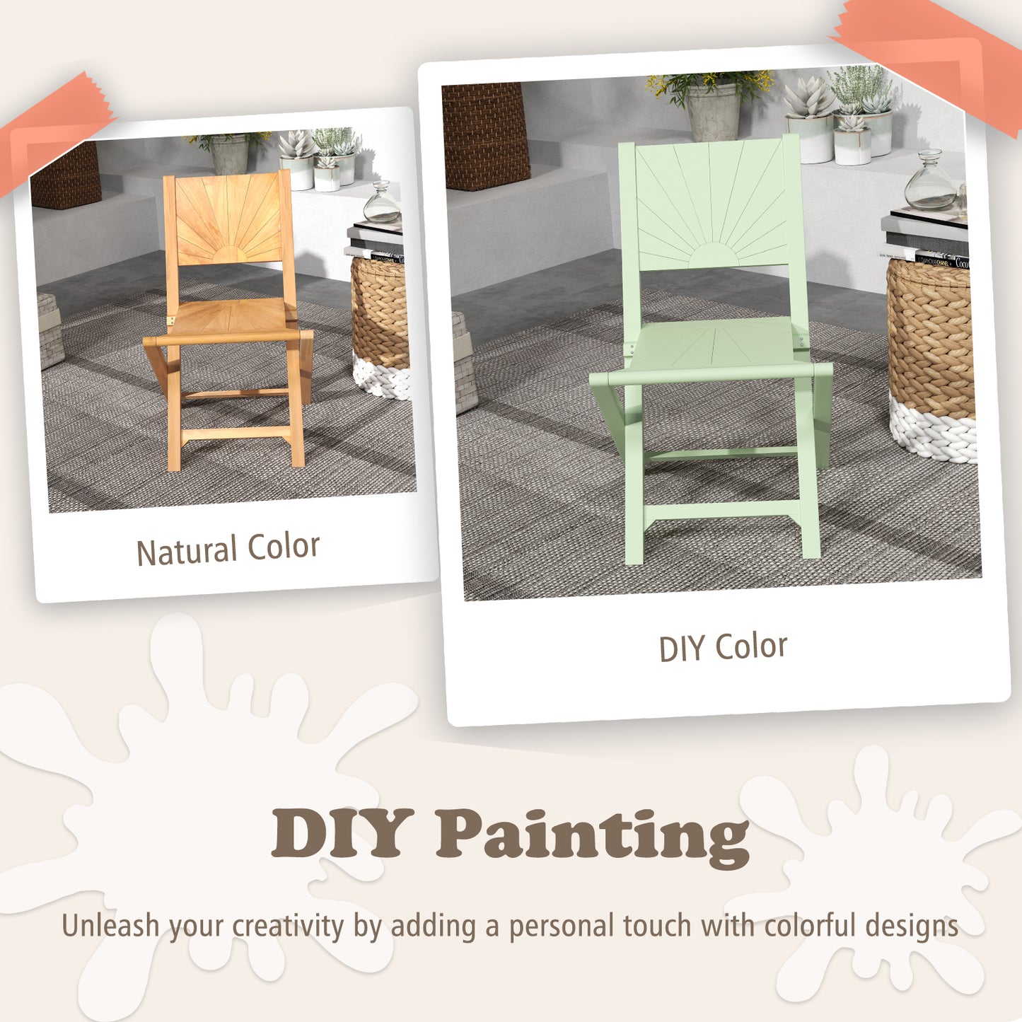 2 Folding Patio Chairs, Inclined Backrest Patio Dining Chairs at Gallery Canada