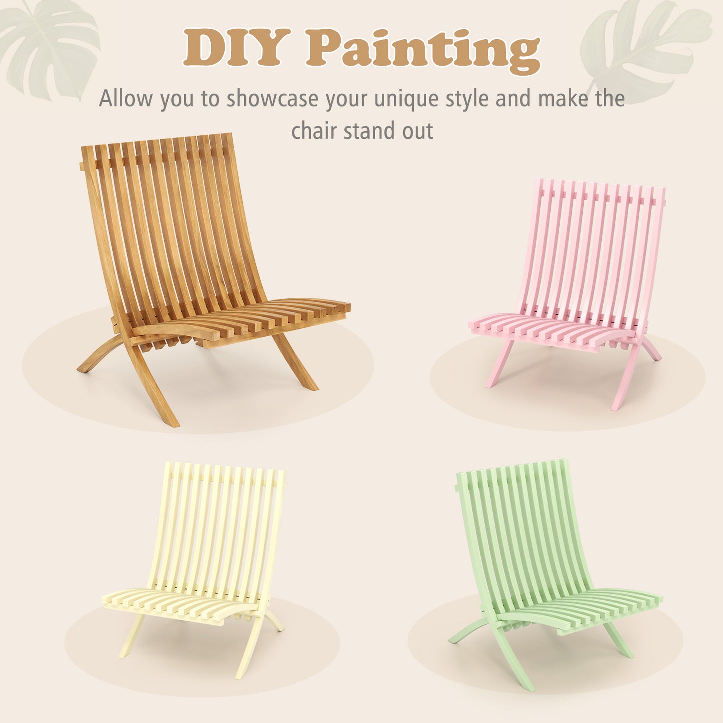 Folding Teak Wood Outdoor Lounge Chair, Slatted Seat And Backrest Patio Dining Chairs at Gallery Canada