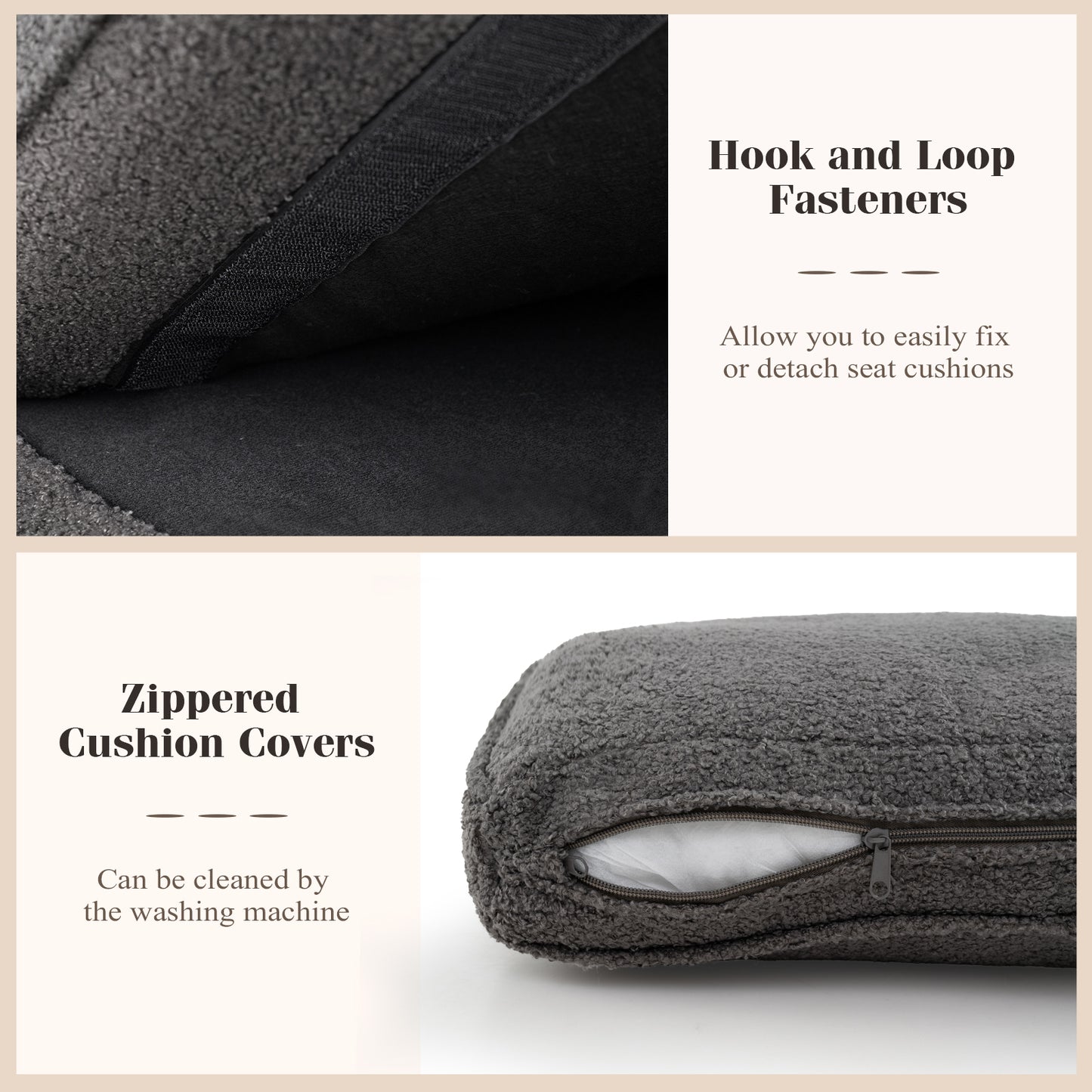 Upholstered Teddy Velvet 3-Seat Sofa, Gray Sofas & Loveseats at Gallery Canada