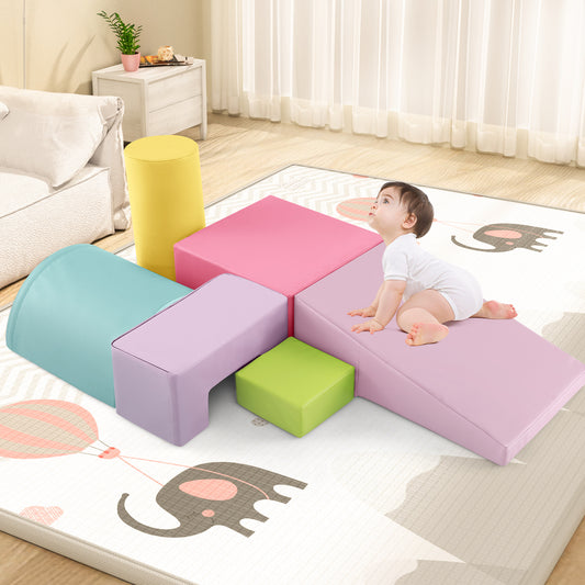6 Pieces Foam Climbing Blocks, Indoor Playset, Macaron, Multicolor Climbers & Slides Macaron Multicolor at Gallery Canada