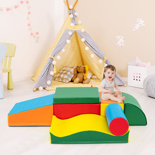 7 Pieces Toddlers Climbing Toys with EPE Foam and Removable PU Leather, Multicolor Climbers & Slides Multicolor at Gallery Canada