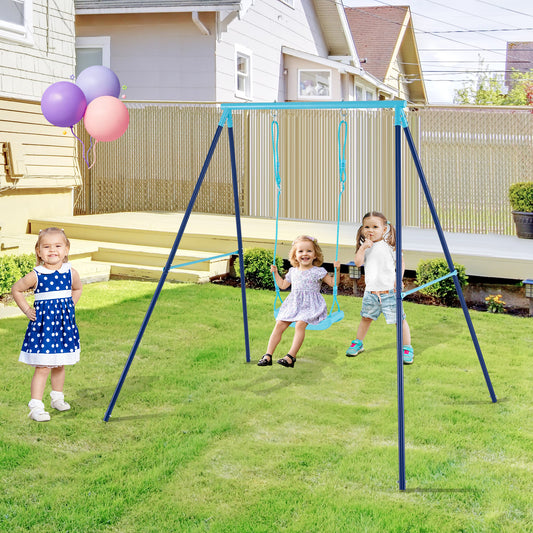 Heavy Duty Metal Toddler Swing Set With Stand, Blue Swing & Playsets Blue at Gallery Canada