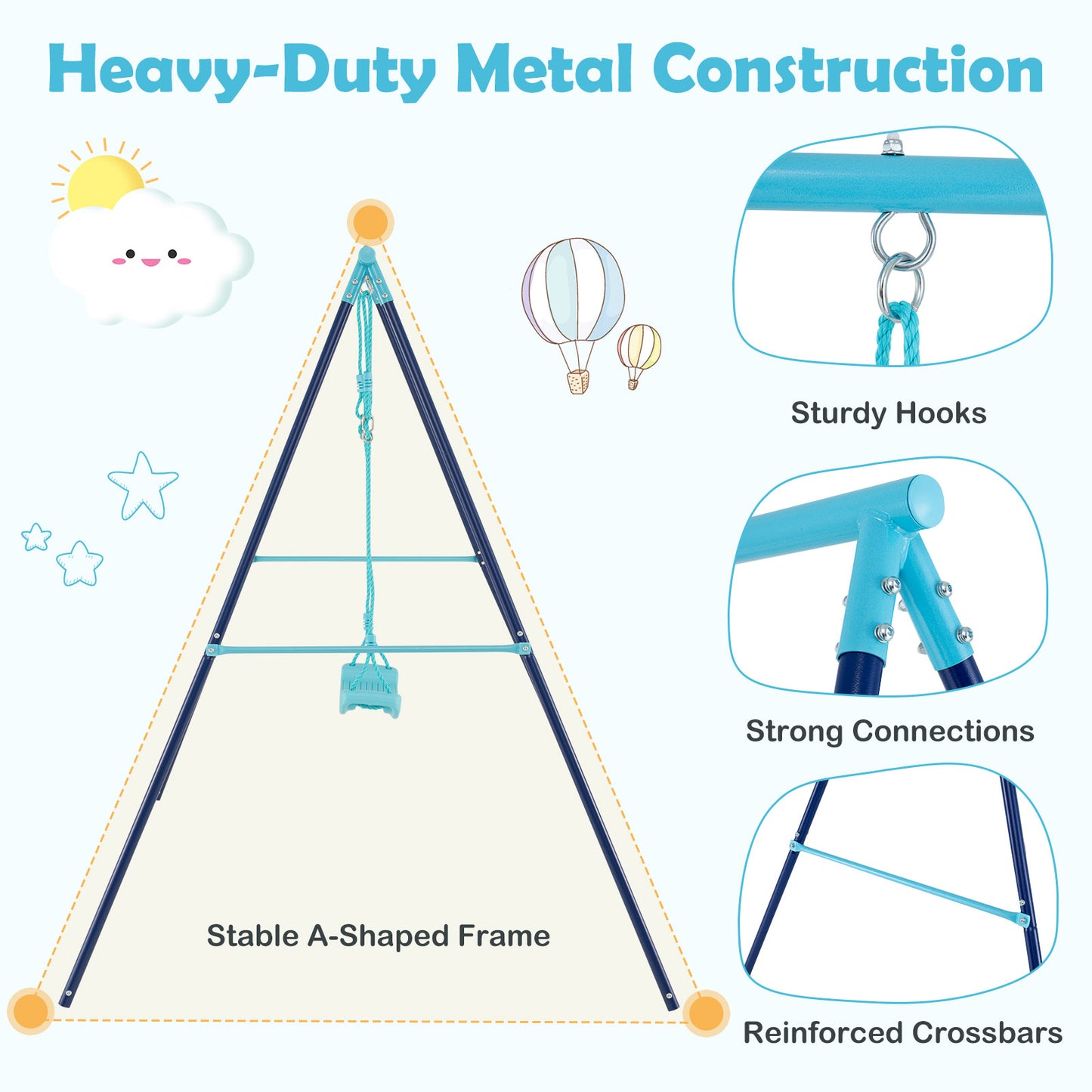 Heavy Duty Metal Toddler Swing Set With Stand, Blue Swing & Playsets at Gallery Canada