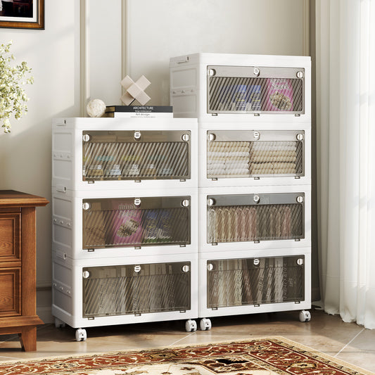 33 Gal Stackable Plastic Storage Bins, 3-Pack With Lid, White Cabinets & Chests White at Gallery Canada