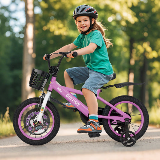 14 Inch Kids Bike, 3-5 Years, Adjustable Handlebar, Purple Kids Bike Purple at Gallery Canada