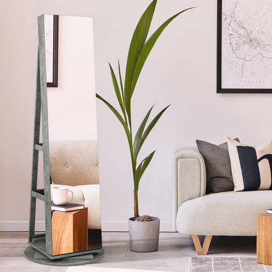 360° Rotating Mirrored Jewelry Cabinet, 3 LED Modes Lockable, Green Jewelry Armoires Green at Gallery Canada