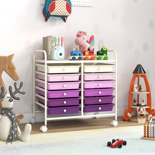 12 Drawer Rolling Storage Cart, Purple File Cabinets Purple at Gallery Canada