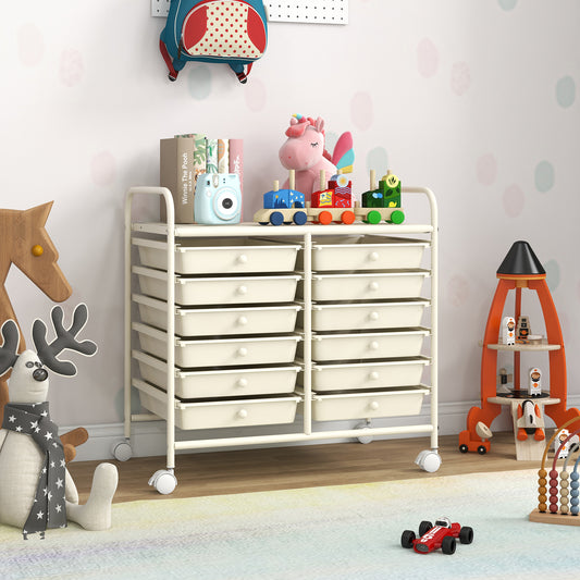 12 Drawers Rolling Storage Cart, White File Cabinets White at Gallery Canada