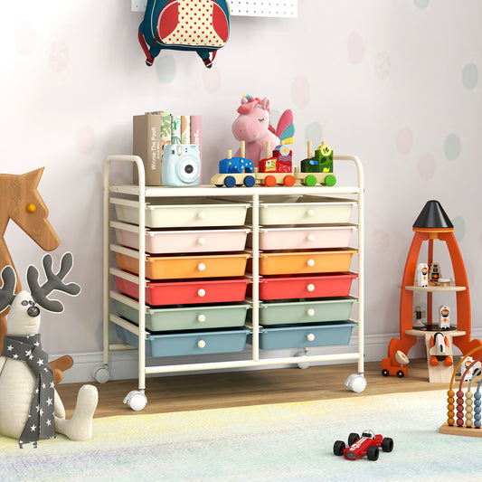12 Drawers Rolling Storage Cart for Home and Office, Macaron Multicolor File Cabinets Multicolor at Gallery Canada
