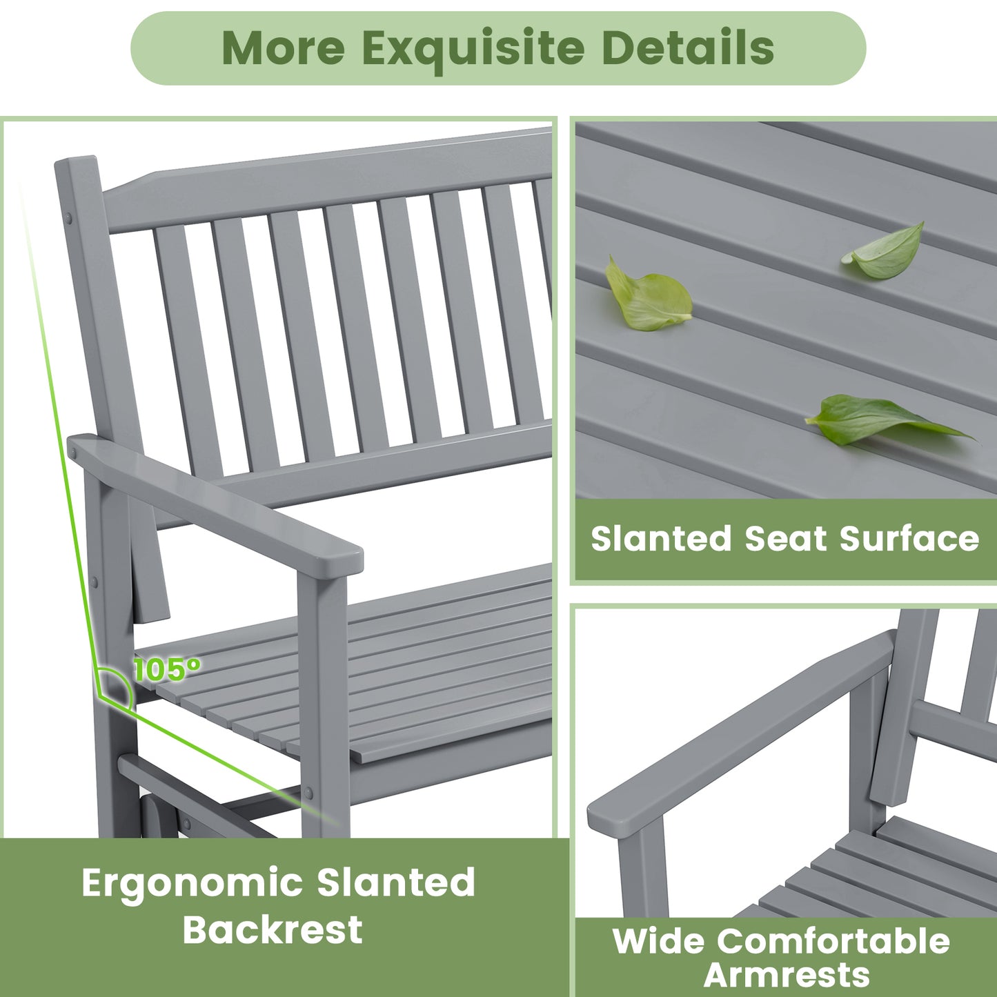2 Seats Outdoor Glider Bench, Gray Patio Rocking Chairs & Gliders at Gallery Canada