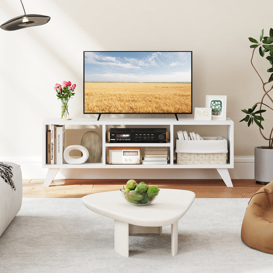 Media TV Console Table with Raised Support Legs, White Entertainment Centers & TV Stands White at Gallery Canada