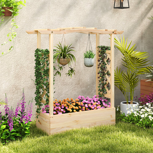 Wooden Raised Garden Bed Planter Box With Trellis And Hanging Roof Raised Garden Beds Options at Gallery Canada
