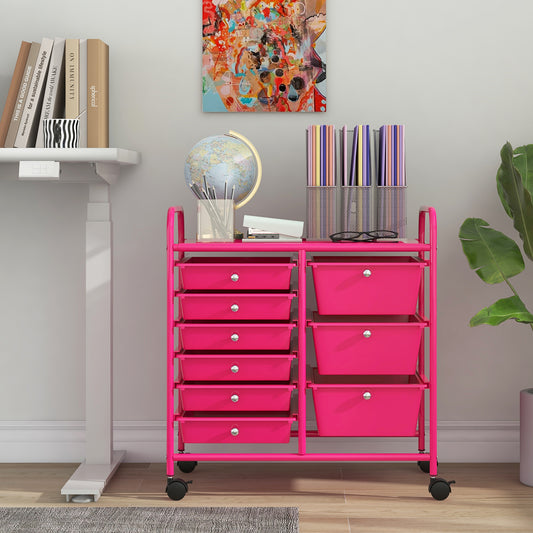 9-Drawer Rolling Storage Cart, Metal Frame, Light Pink File Cabinets Light Pink at Gallery Canada