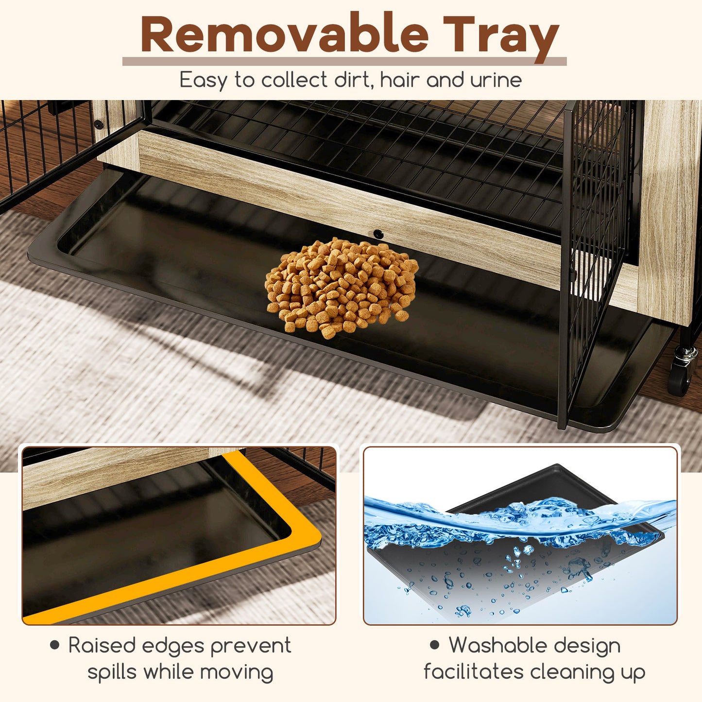 Industrial Dog Kennel, Flip-up Top, 3 Lockable Doors, Removable Tray, Gray Dog Kennels at Gallery Canada