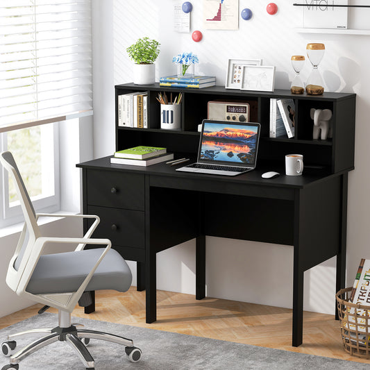 48 Inch Computer Desk With Drawers, Power Outlets, Black Computer Desks Black at Gallery Canada