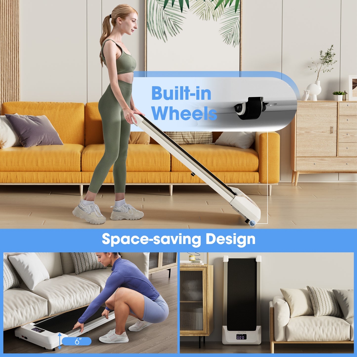 2.25 HP Walking Pad, LED Display, Remote Control, Grey Treadmills at Gallery Canada