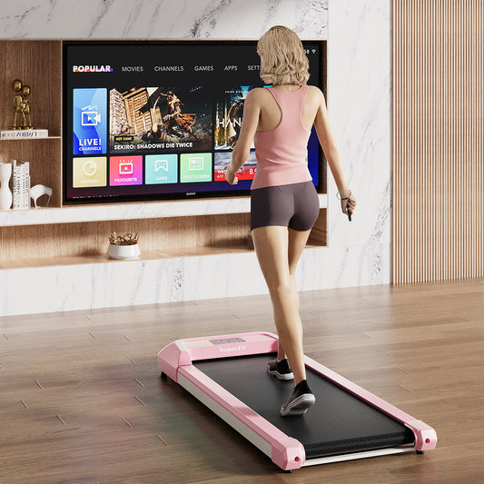 2.25 HP Walking Pad, LED Display, Remote Control, Pink Treadmills Pink at Gallery Canada