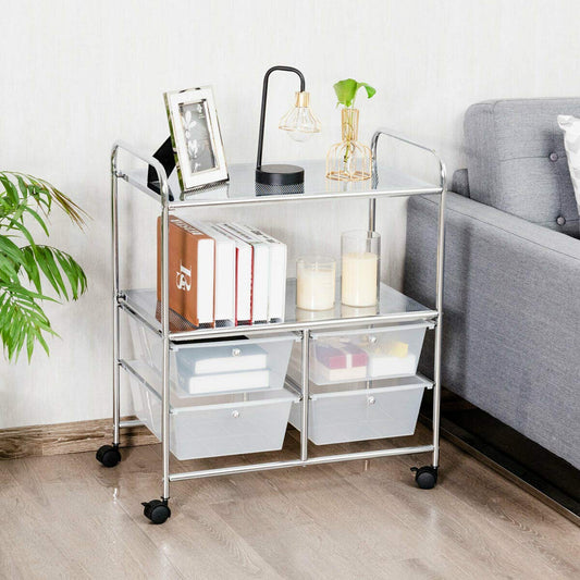 4 Drawers Shelves Rolling Storage Cart Rack, Transparent File Cabinets Transparent at Gallery Canada