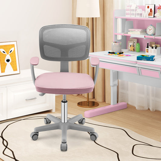Adjustable Desk Chair with Auto Brake Casters for Kids, Pink Kids Chairs & Seating Pink at Gallery Canada