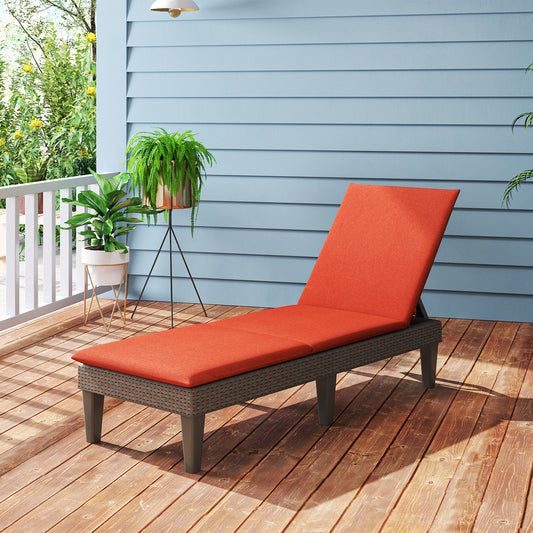 Patio Lounge Outdoor Recliner Chair with Cushion 3-Position Adjustable Backrest, Orange Outdoor Chaise Lounges Orange at Gallery Canada