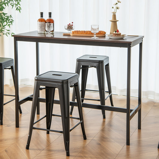 24 Inch Stackable Counter Height Barstool, Set of 4, Black Bar Stools Black at Gallery Canada