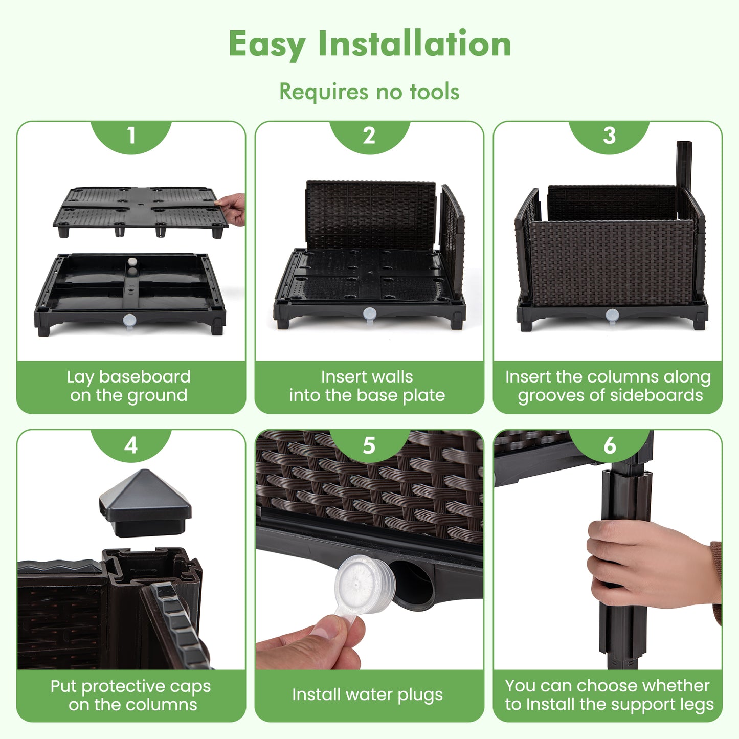 2 Set Elevated Plastic Raised Garden Bed Planter Kit for Flower Vegetable Grow, Brown Raised Garden Beds at Gallery Canada