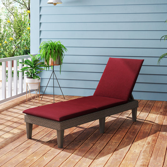 Patio Lounge Outdoor Recliner Chair with Cushion 3-Position Adjustable Backrest, Red Outdoor Chaise Lounges Red at Gallery Canada