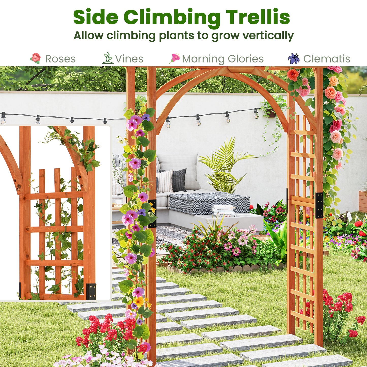 Garden Archway Trellis For Climbing Plants, Brown Outdoor Decor at Gallery Canada