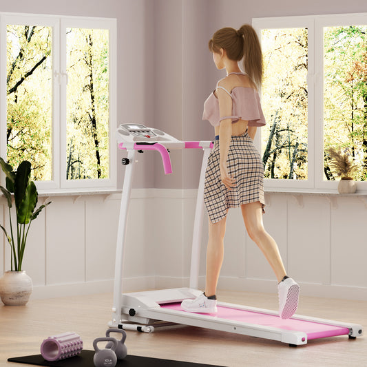 Folding Treadmill with 12 Preset Programs and LCD Display, White Treadmills White at Gallery Canada
