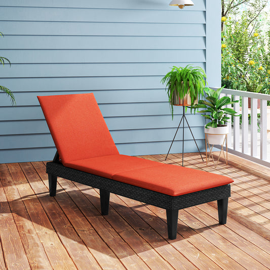 Patio Lounge Chair, Adjustable Backrest, Cushion, Orange Outdoor Chaise Lounges Orange at Gallery Canada