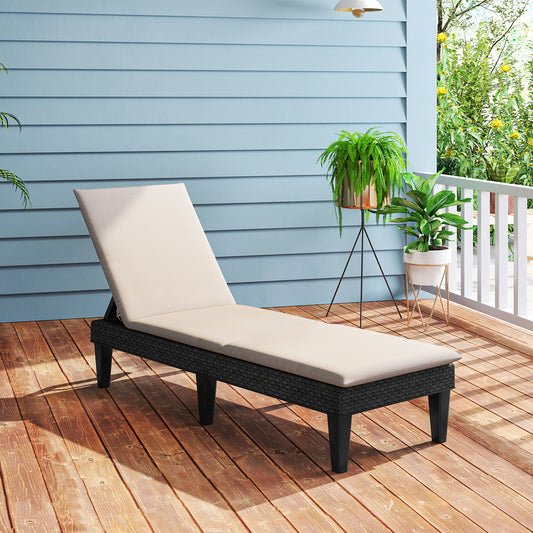 Patio Lounge Chair, Adjustable Backrest, Cushion, White Outdoor Chaise Lounges White at Gallery Canada