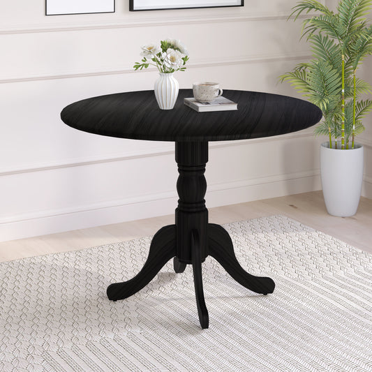 Wooden Dining Table, Round Tabletop, Curved Trestle Legs, Black Dining Tables Black at Gallery Canada