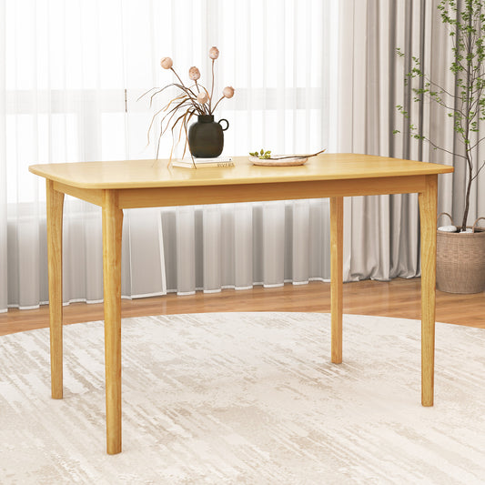 48 Inch Solid Wood Dining Table, Natural, Rubber Wood Legs