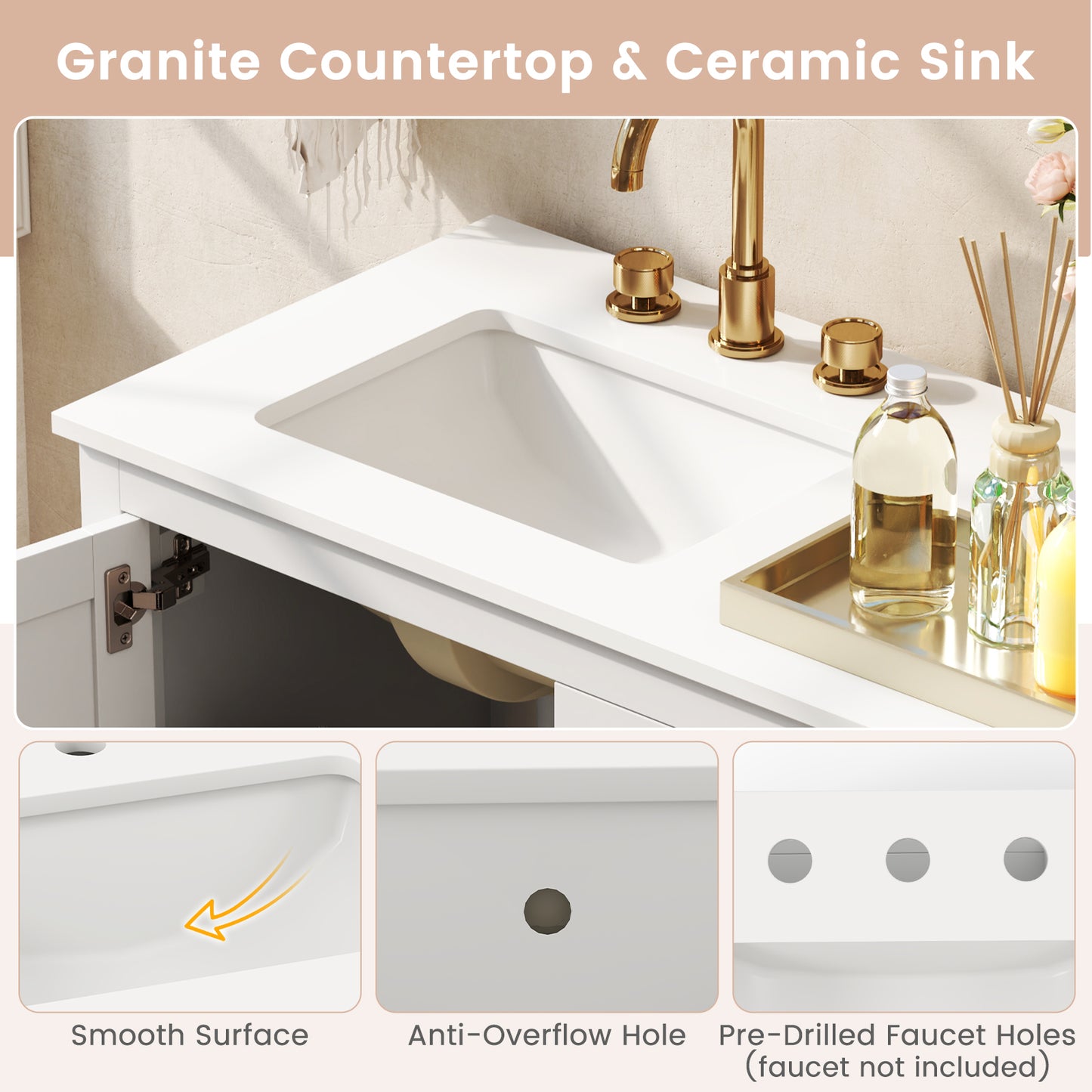 Freestanding Bathroom Vanity With Basin, Floor Storage Cabinet, White Floor Cabinets at Gallery Canada
