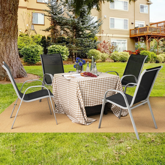 4-Piece Stackable Patio Dining Chairs Set, Black