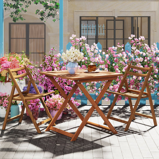 29.5 Inch x 29.5 Inch Patio Dining Table with Teak Painting and Umbrella Hole, Teak Patio Dining Tables Teak at Gallery Canada