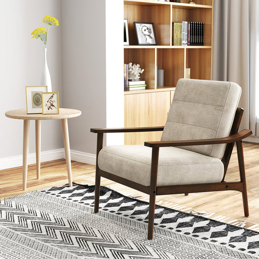 Modern Accent Chair, Rubber Wood Armrests And Legs, Brown