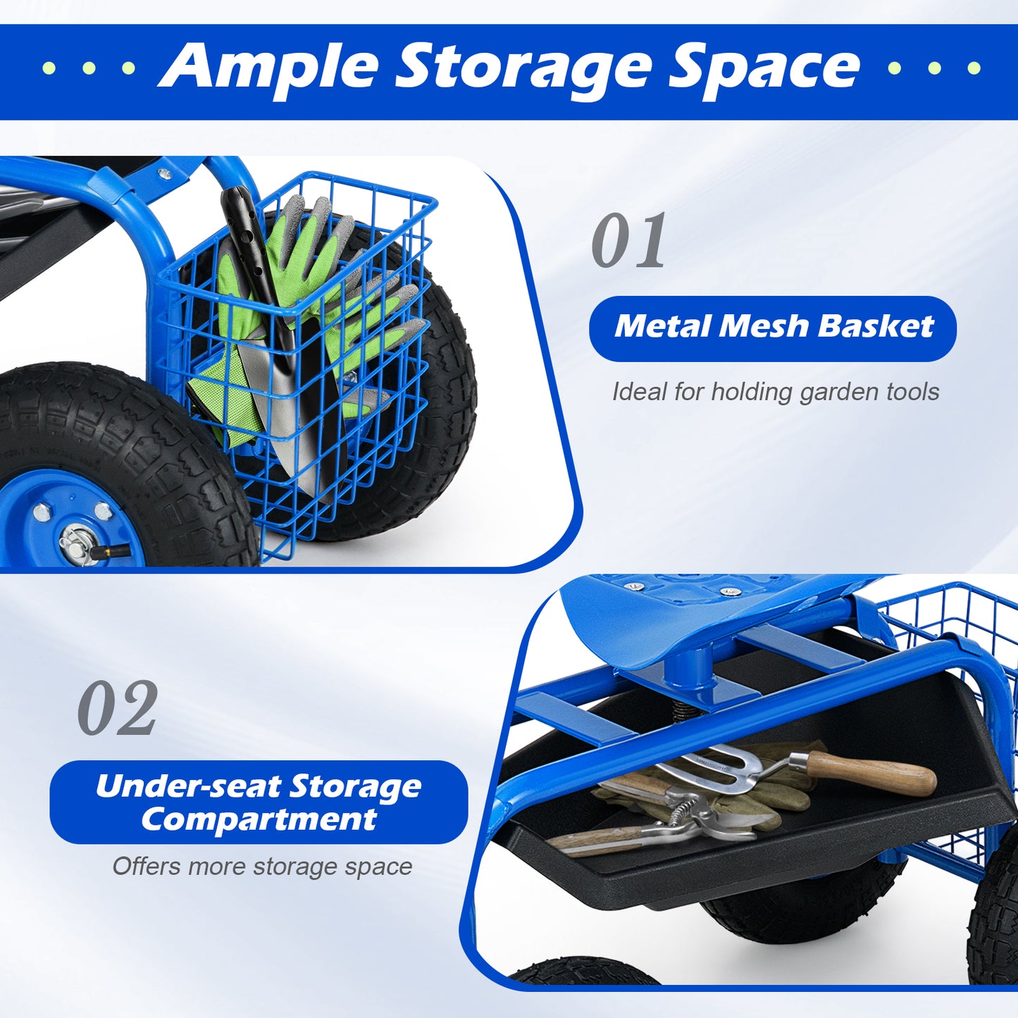 Garden Cart with Heavy Duty Tool Tray, Blue Garden Carts at Gallery Canada