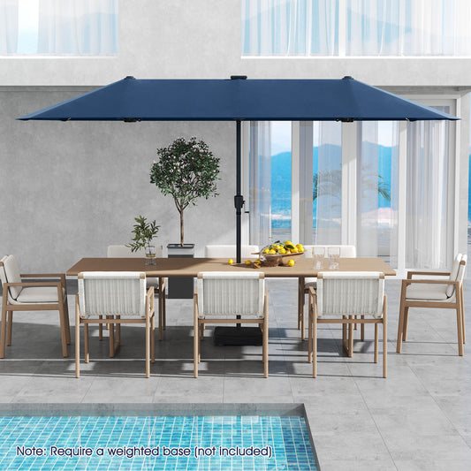 13 FT Patio Umbrella, LED Solar Lights, Crank Handle, Navy Outdoor Umbrellas Navy at Gallery Canada