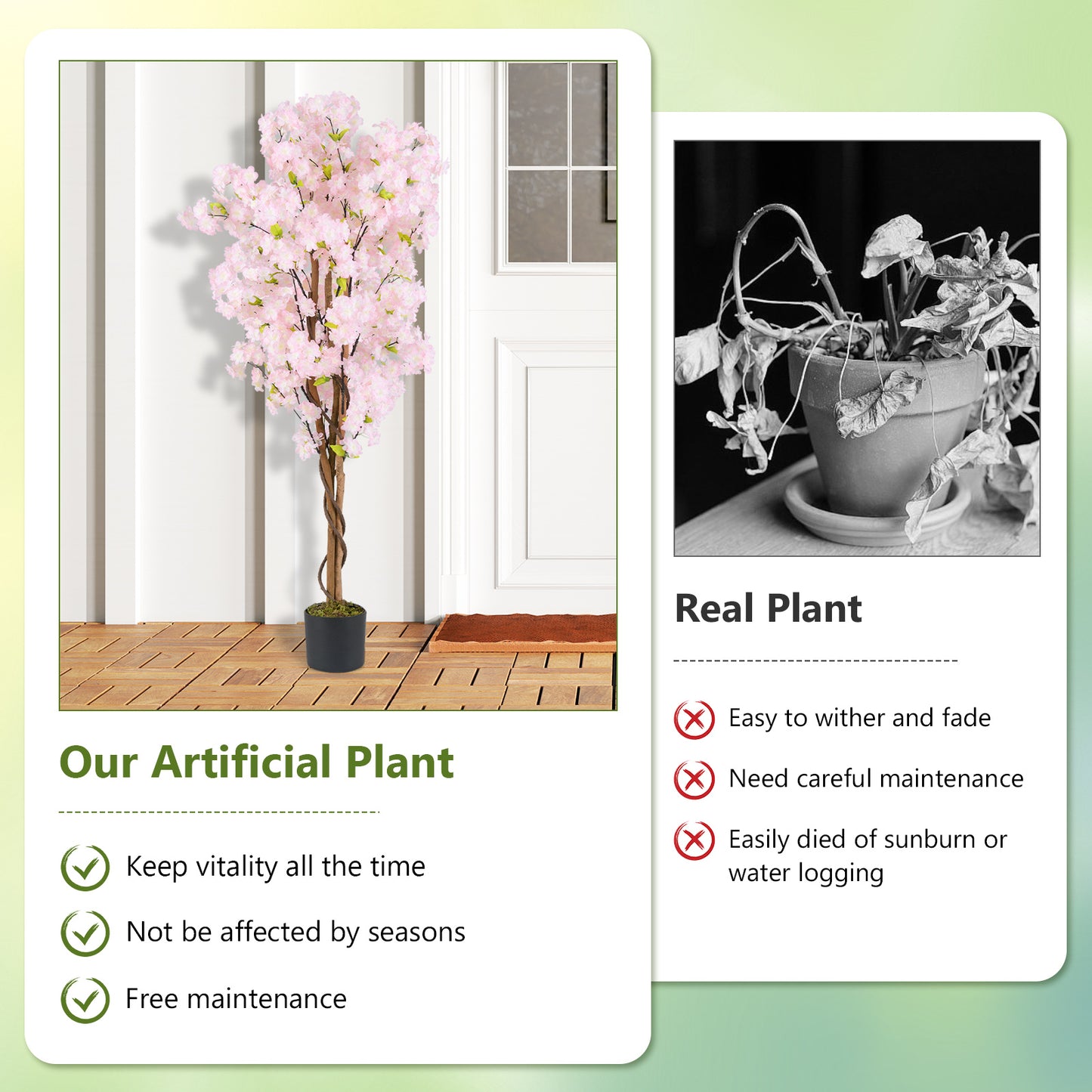 5 FT Artificial Cherry Blossom Tree, 2 Pack, Pink Faux Plants at Gallery Canada