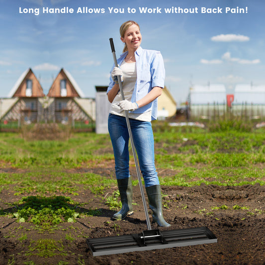 36 x 10 Inch Lawn Leveling Rake with Ergonomic Handle, Black Lawn Care Tools Black at Gallery Canada