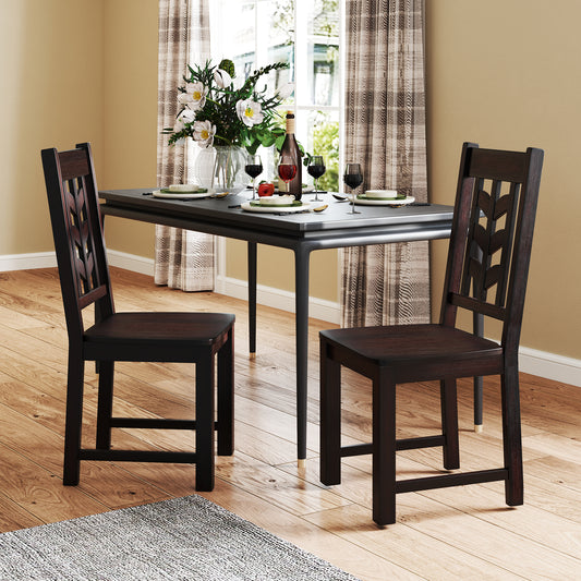 Kitchen Side Dining Chair Set Of 2, Rubber Wood Frame, Rustic, Brown Dining Chairs Rustic Brown at Gallery Canada