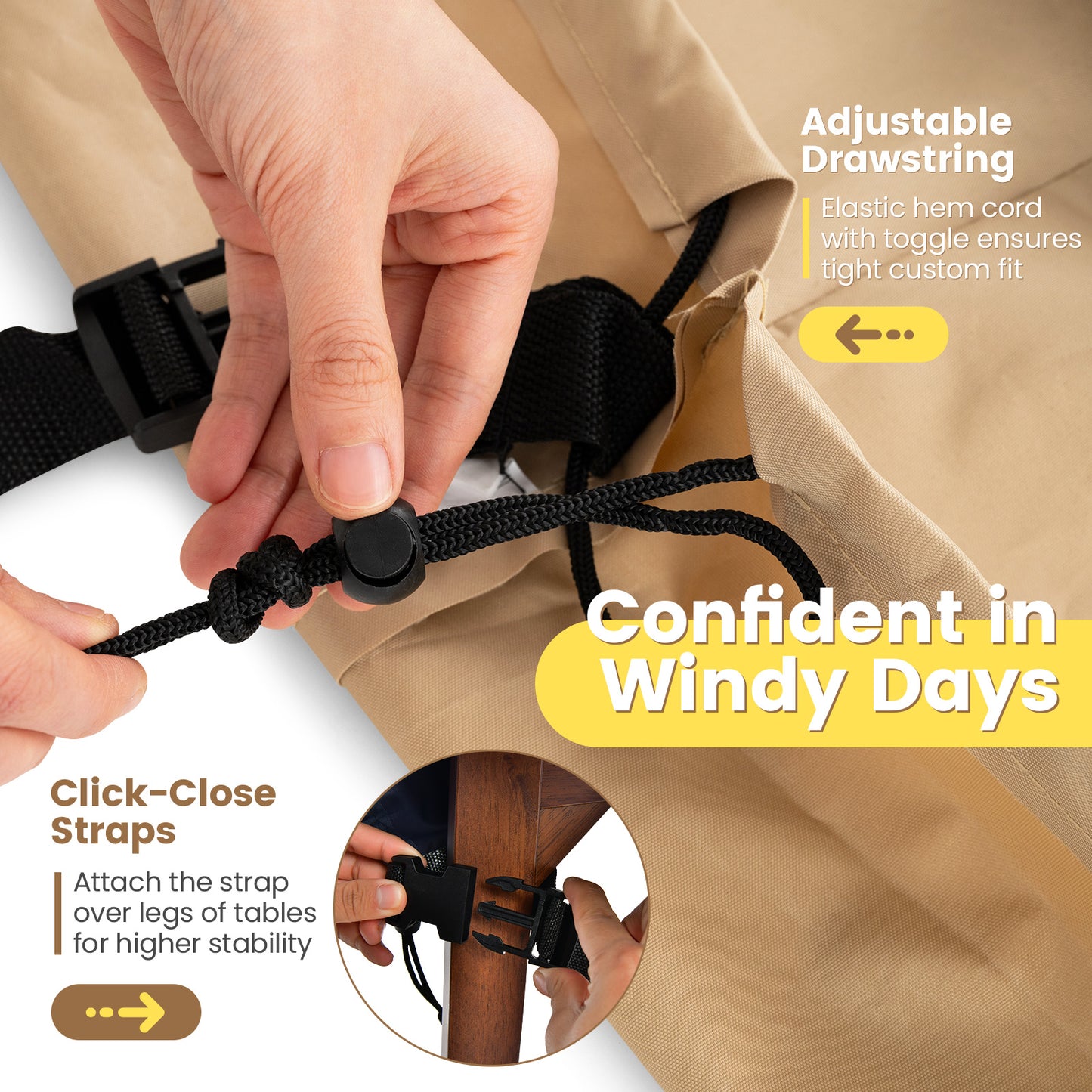 Patio Furniture Cover with Padded Handle and Click-Close Straps-90 x 50 x 32 inches, Beige Outdoor Furniture Accessories at Gallery Canada