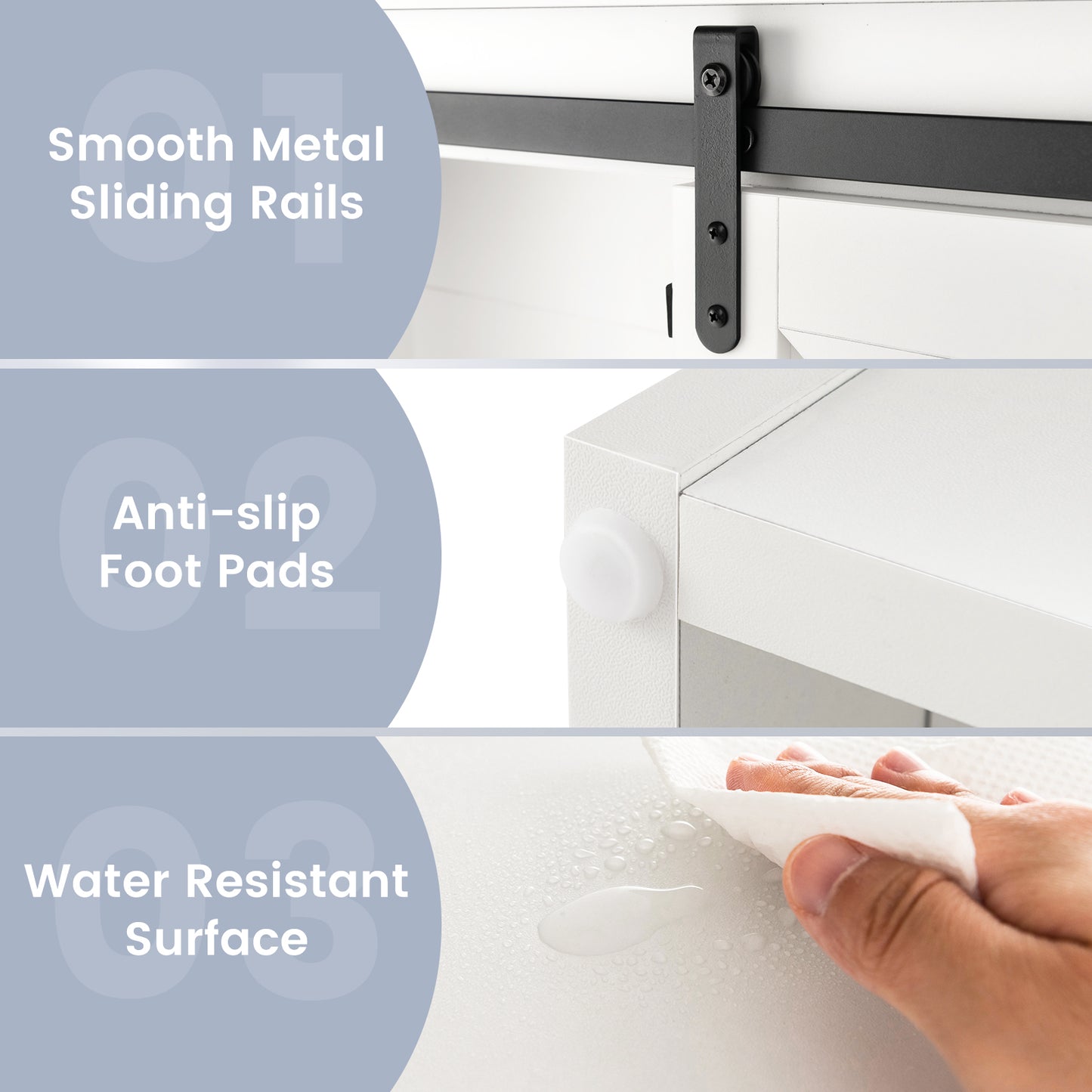 4-Tier Over The Toilet Storage Cabinet with Sliding Barn Door and Storage Shelves, White