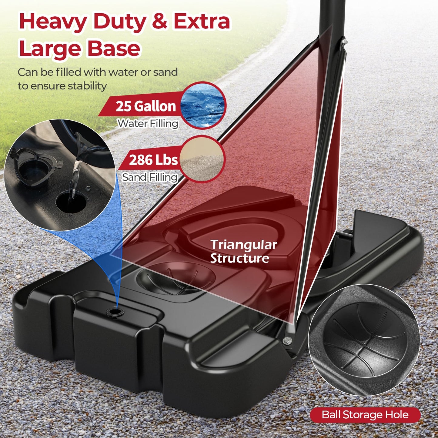 Portable Basketball Hoop, 9-Position Adjustable Height, Black Sport Equipments at Gallery Canada