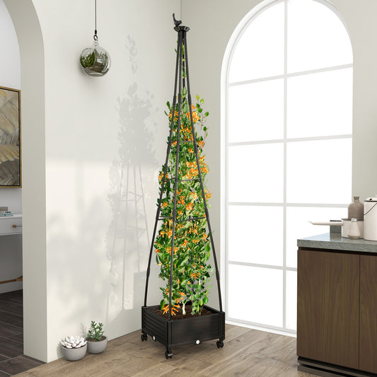 Garden Obelisk Trellis with Self-Drainage System for Climbing Plants, Black Raised Garden Beds Black at Gallery Canada
